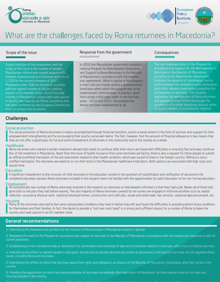 One-pager – Reintegration of Roma returnnees