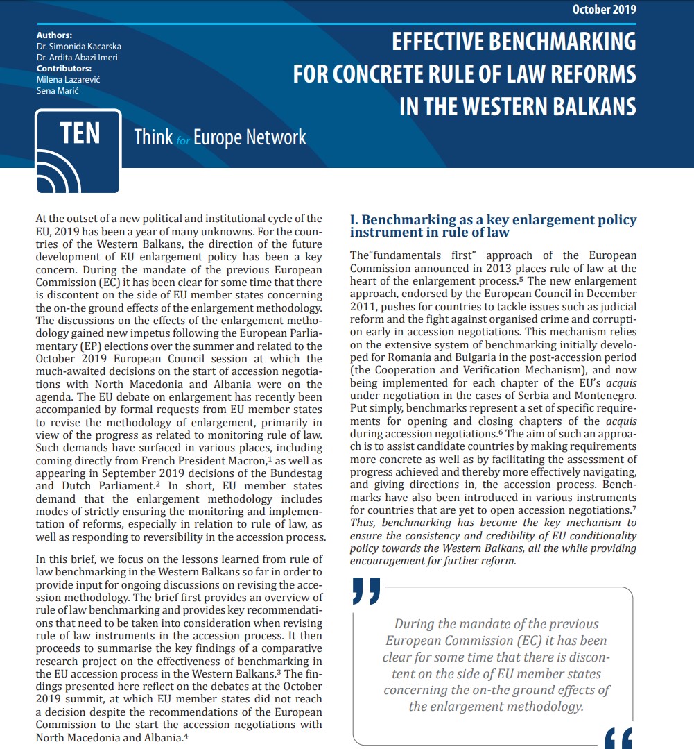 Effective benchmarking for concrete rule of law reforms in the Western Balkans