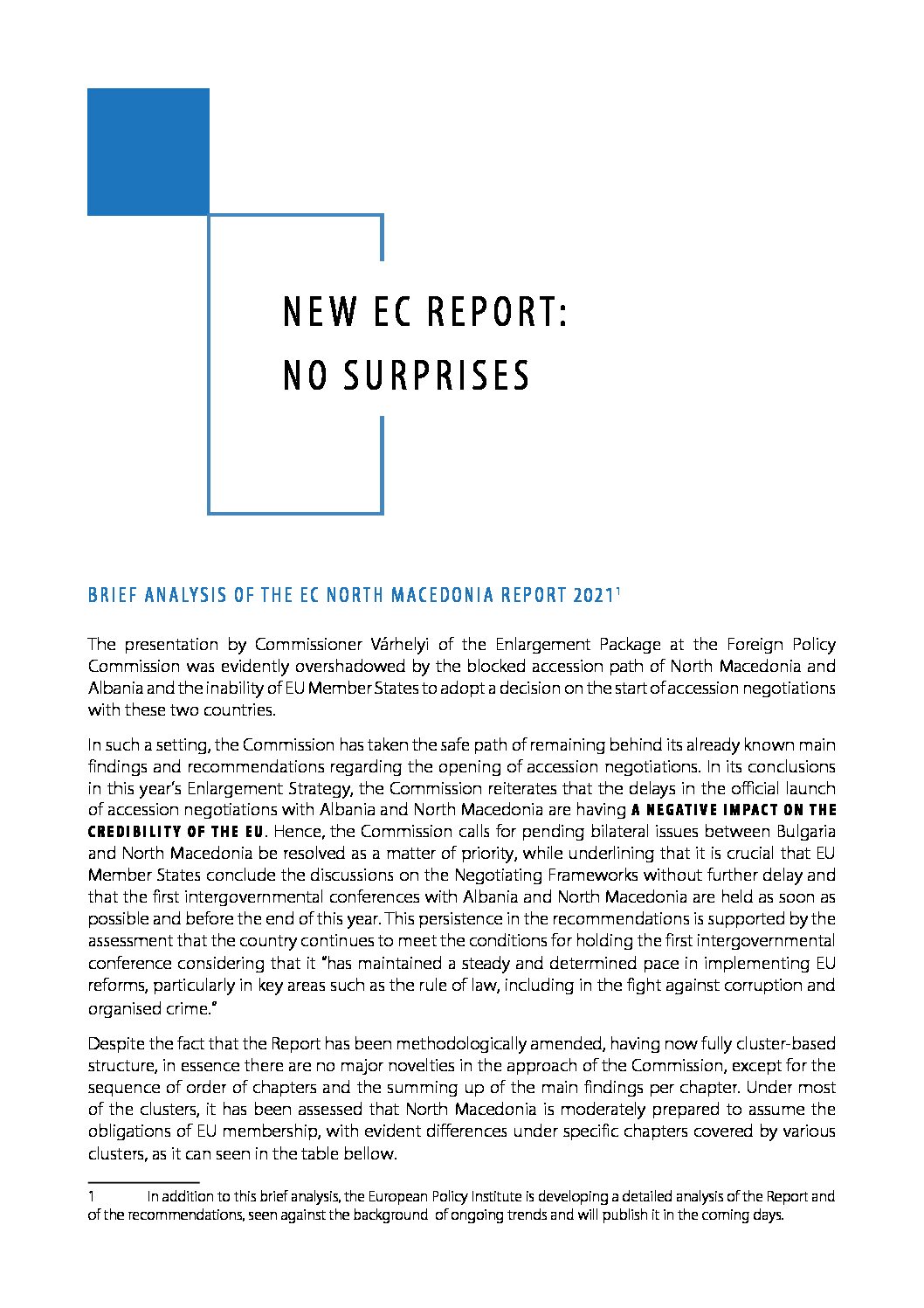 New EC Report: No Surprises