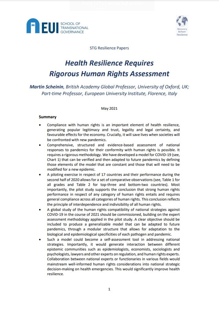 Health Resilience Requires Rigorous Human Rights Assessment